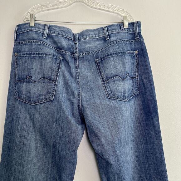 7 For All Mankind Men's Austyn Jeans Sz 40x34 Faded Denim Straight Leg Blue - Picture 12 of 16